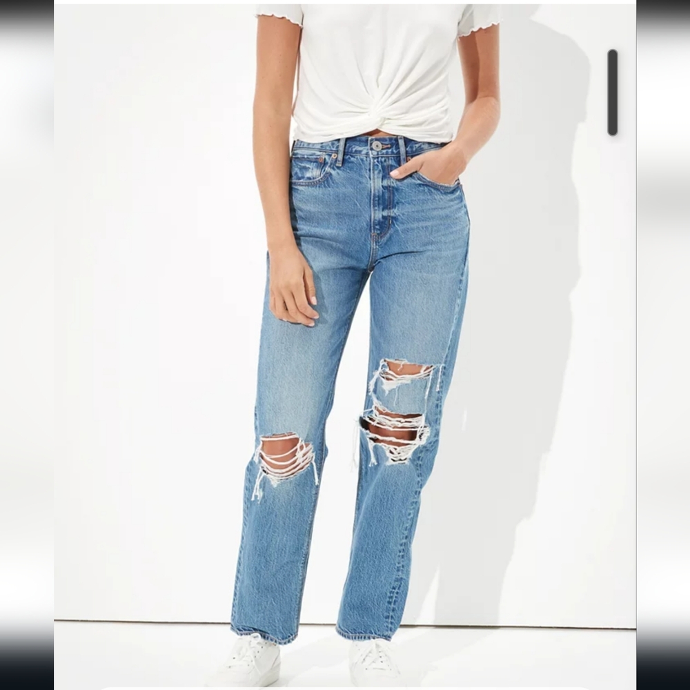 AE Ripped Bf Jeans Sz 4
